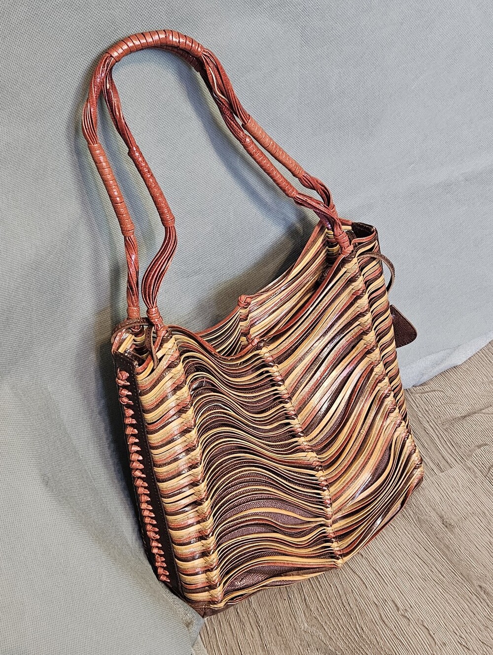 Vintage Boho Woven Multi-Color Leather Women's Shoulder Bag - Picture 12 of 12